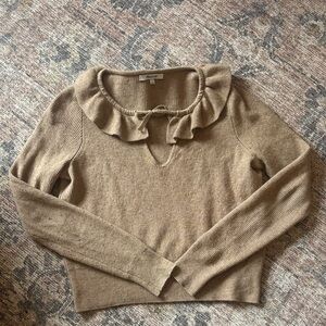 Madewell Women's Tan Sweater with Ruffle Collar size small